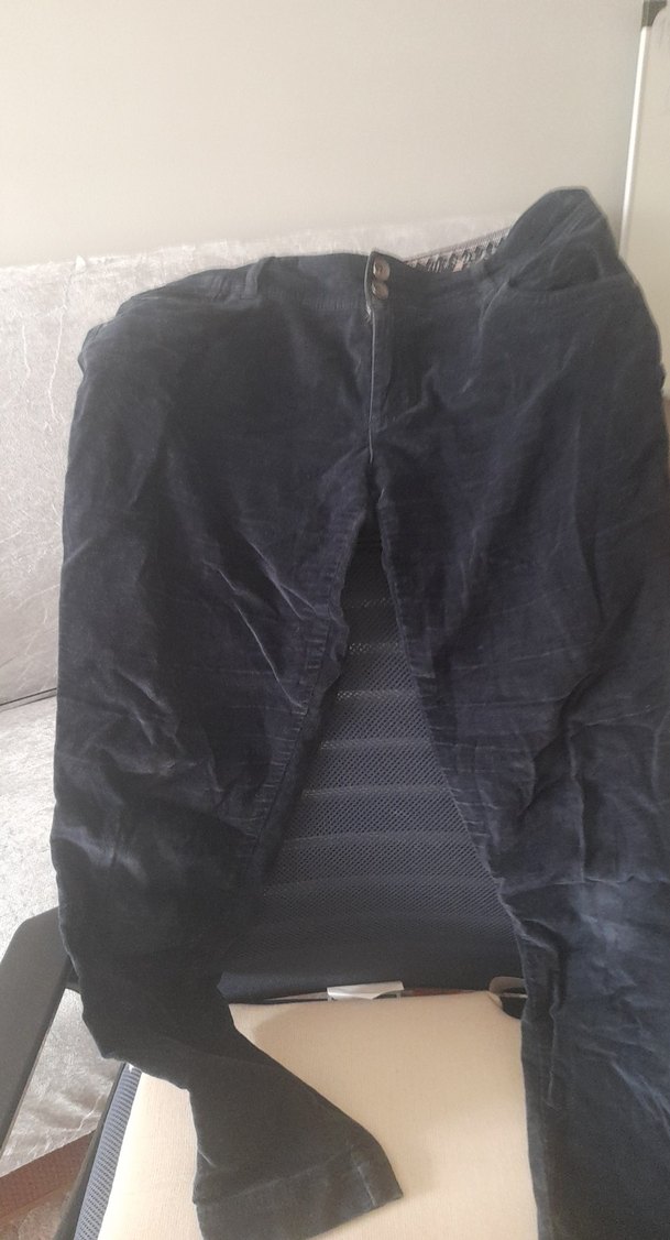 Koyu Lacivert Kadın kadife pantolonu - Görsel 3