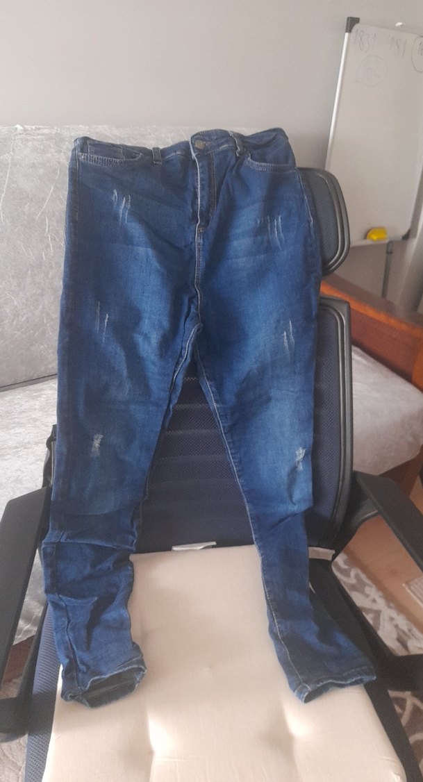 Kadın Mavi Kot Pantolon Bol Kesim Midi Boy - Görsel 3