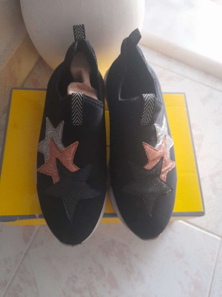 Kadın Siyah Spor Ayakkabı Velcro Bantlı - Görsel 2