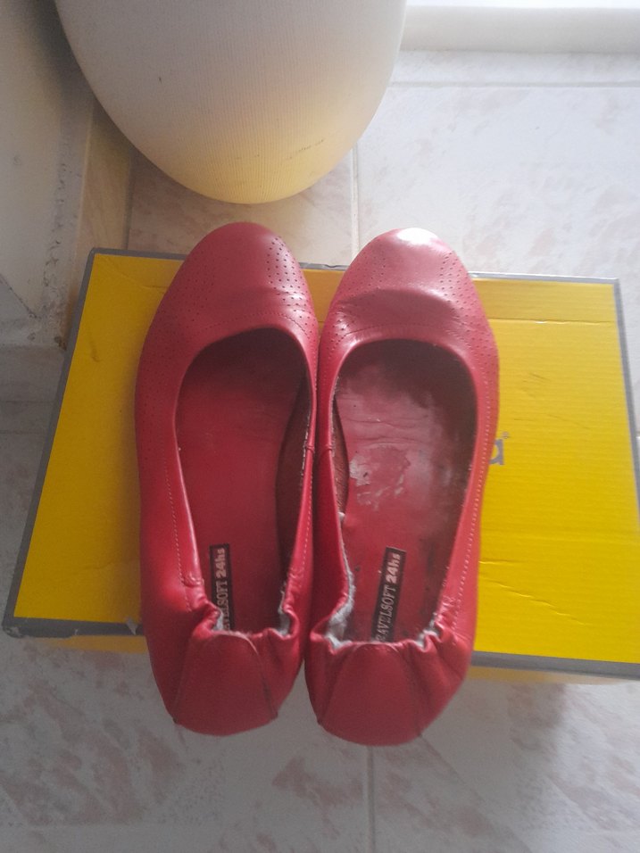 Kırmızı Blok Topuklu Kadın Babet - Görsel 2