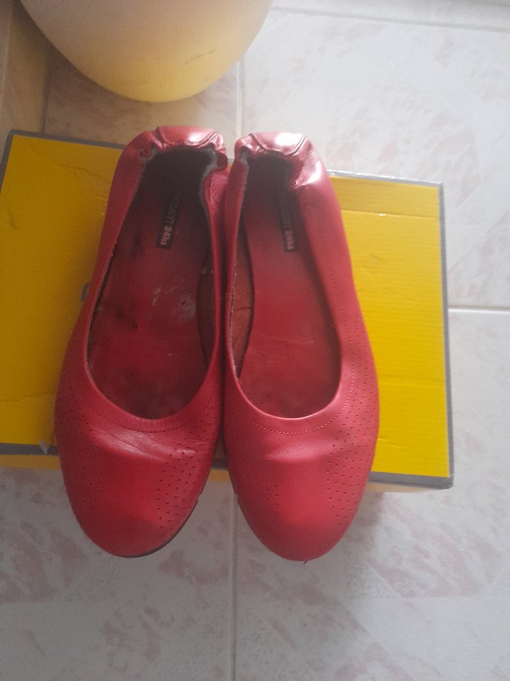 Kırmızı Blok Topuklu Kadın Babet - Görsel 3