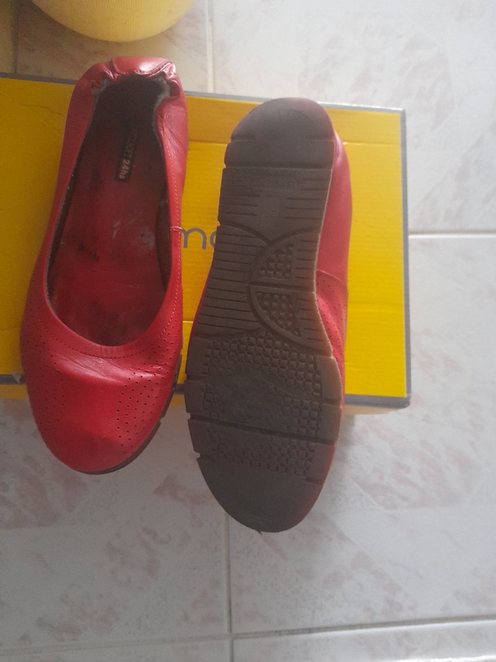 Kırmızı Blok Topuklu Kadın Babet - Görsel 4