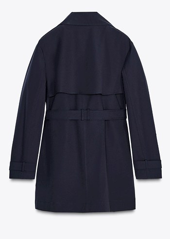 Zara zara Lacivert Midi Kemerli Kadın Trençkot