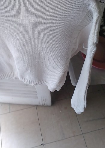 Bohem Stil Örgü Beyaz Kadın buluz - Görsel 4