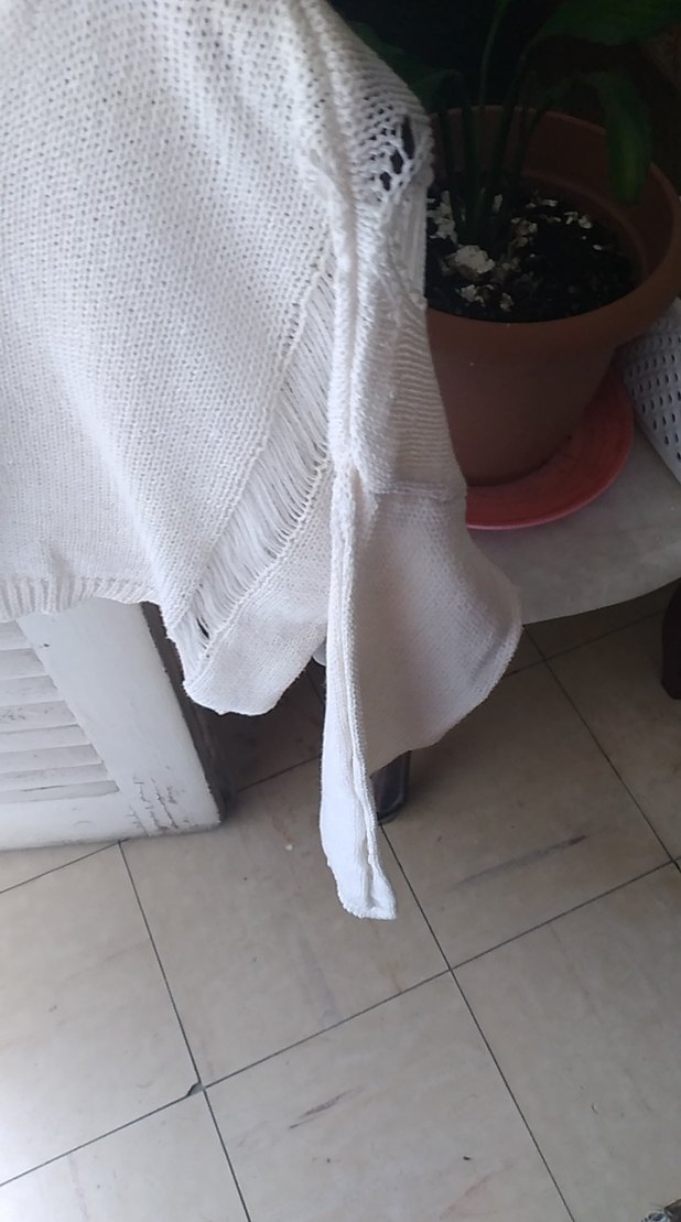 Bohem Stil Örgü Beyaz Kadın buluz - Görsel 2