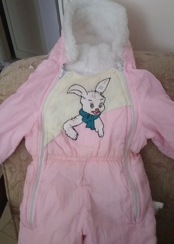 Kürklü Nakışlı Pembe Bebek Tulumu