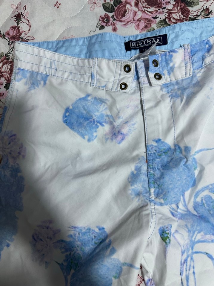 Düğmeli Mavi Batik Desenli Erkek Mayo Şortu - Görsel 4