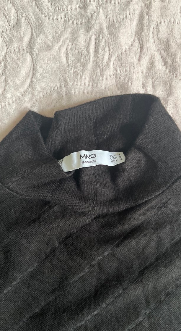 Siyah Balıkçı Yaka Uzun Kollu Triko Elbise - Görsel 3