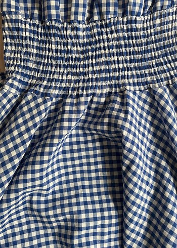 Mavi Kareli Vintage Midi Elbise - Görsel 6