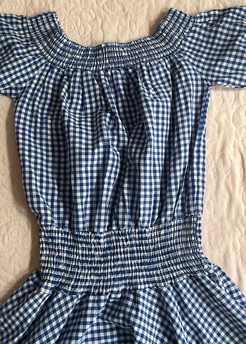 Mavi Kareli Vintage Midi Elbise - Görsel 5