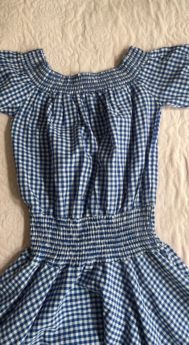 Mavi Kareli Vintage Midi Elbise - Görsel 5