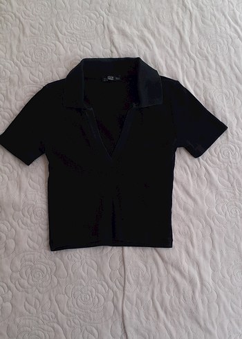 dilvin V Yakalı Siyah Crop Top - Görsel 3