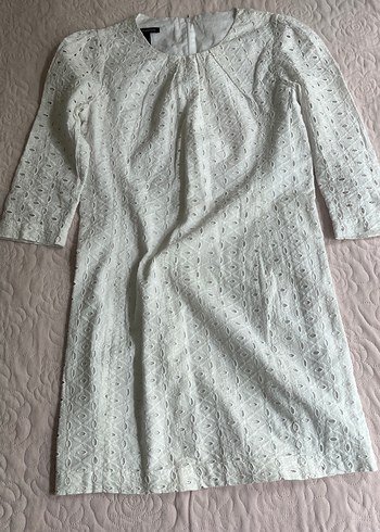 Mango beyaz dantel desenli mini elbise - Görsel 3