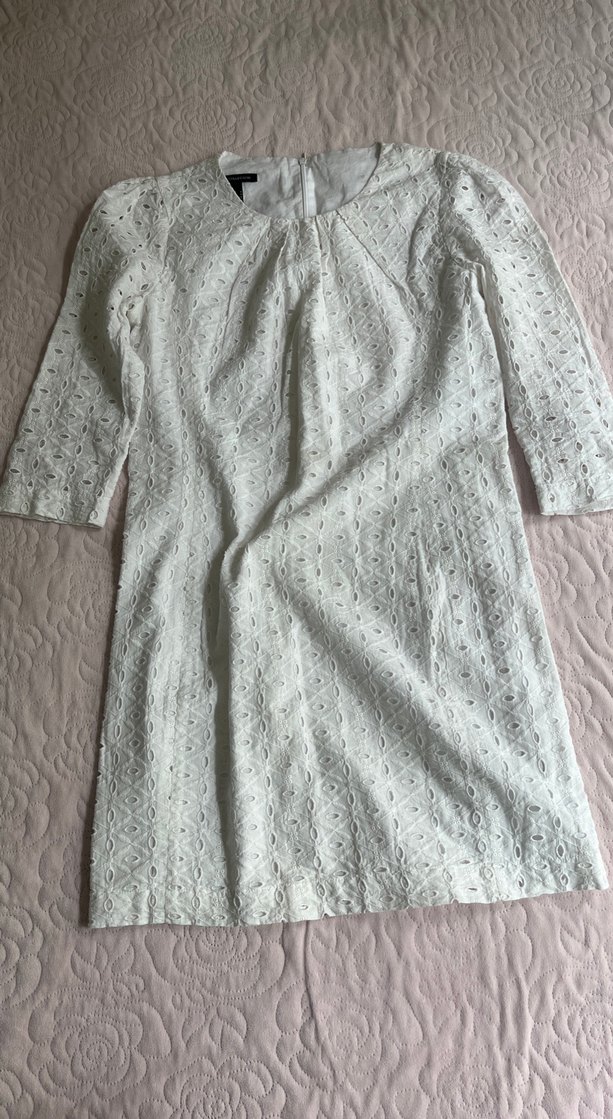 Mango beyaz dantel desenli mini elbise - Görsel 3