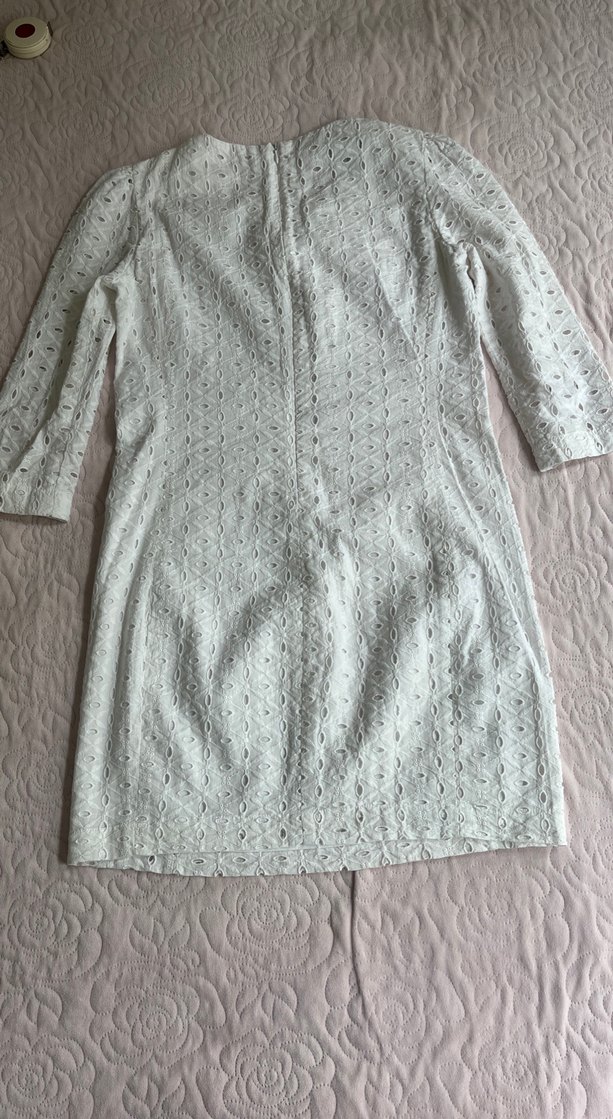 Mango beyaz dantel desenli mini elbise - Görsel 4