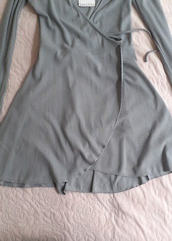 bershka v yaka mini elbise - Görsel 6
