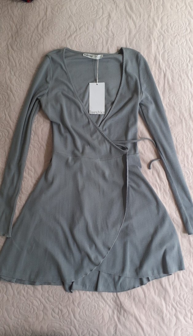 bershka v yaka mini elbise - Görsel 5