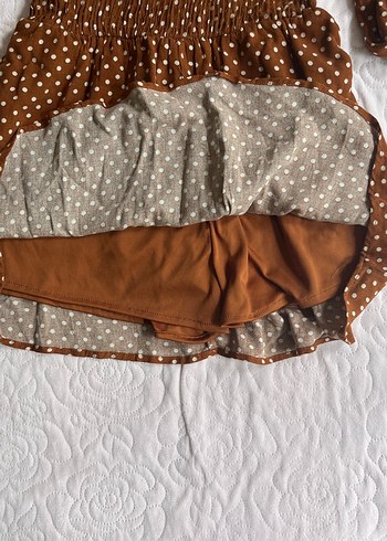 Pull&bear kiremit rengi şortlu tulum - Görsel 6