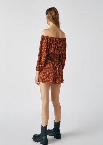 Pull&bear kiremit rengi şortlu tulum - Görsel 2