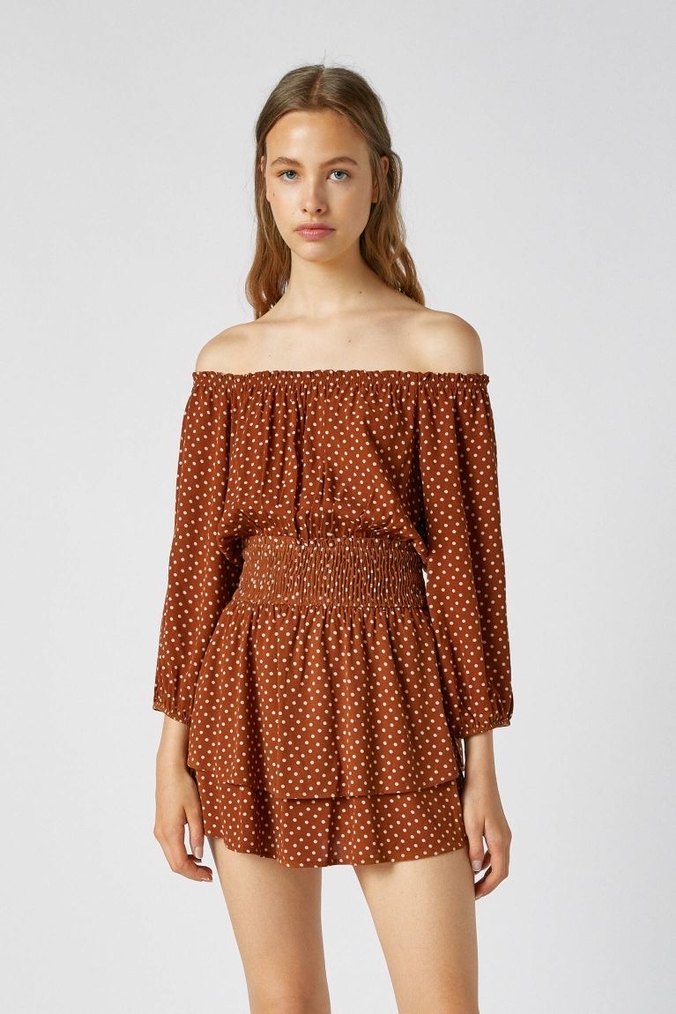 Pull&bear kiremit rengi şortlu tulum - Görsel 3