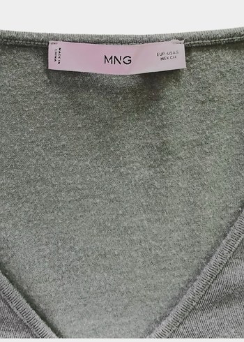 Mango V Yaka Uzun Kollu Haki Tshirt - Görsel 2