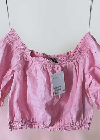 H&M Pembe Crop Bluz
