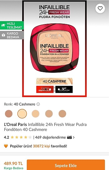 Beden Renk Loreal Infaillible Pudra
