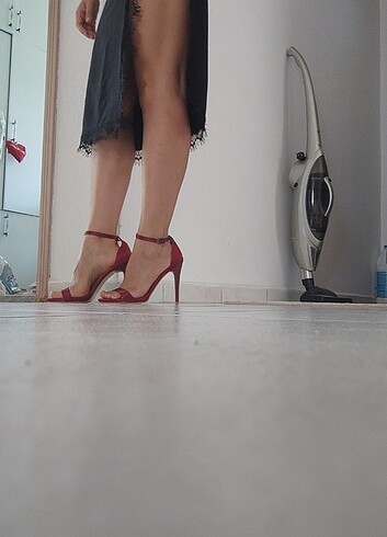 37 Beden bordo Renk Soho Bordo Saten Kadın Klasik Topuklu Ayakkabı