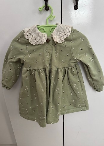 Nakışlı, Düğmeli, Uzun Kollu Kız Elbisesi - Görsel 3