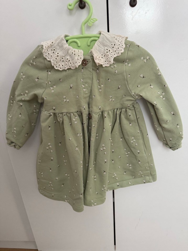 Nakışlı, Düğmeli, Uzun Kollu Kız Elbisesi - Görsel 2