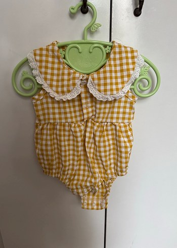 Sarı Ekose Fırfırlı Bebek Kız Tulum - Görsel 2