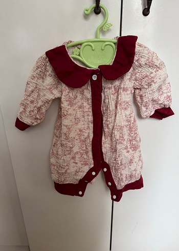 Bordo Düğmeli Bebek Kız Tulum - Görsel 3