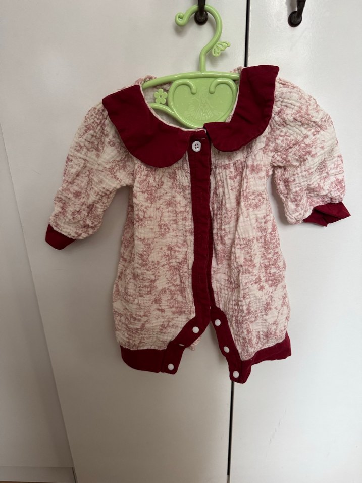 Bordo Düğmeli Bebek Kız Tulum - Görsel 2