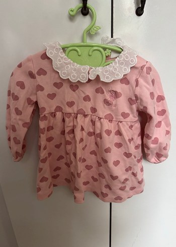 Pembe Nakışlı Kız Bebek Uzun Kollu Elbise - Görsel 4