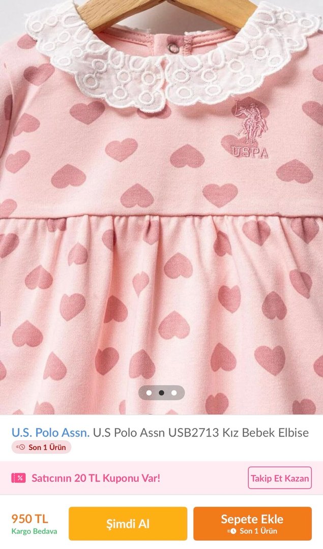 Pembe Nakışlı Kız Bebek Uzun Kollu Elbise - Görsel 2