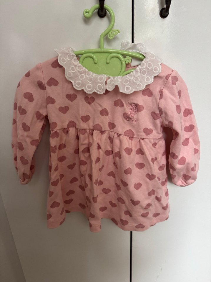 Pembe Nakışlı Kız Bebek Uzun Kollu Elbise - Görsel 4