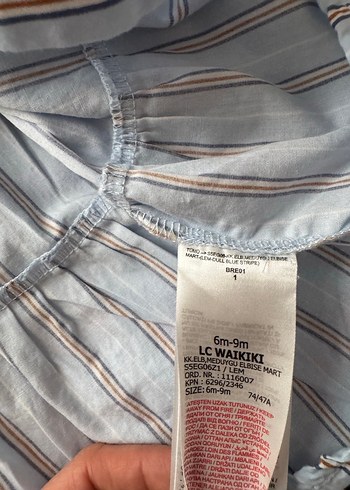 Mavi Çizgili Uzun Kollu Kız Elbisesi - Görsel 4