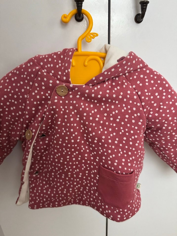 Puanlı Kapüşonlu Kız Çocuk Polar Ceket - Görsel 3