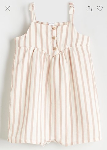 Bej Çizgili Askılı Bebek Tulum - Görsel 2