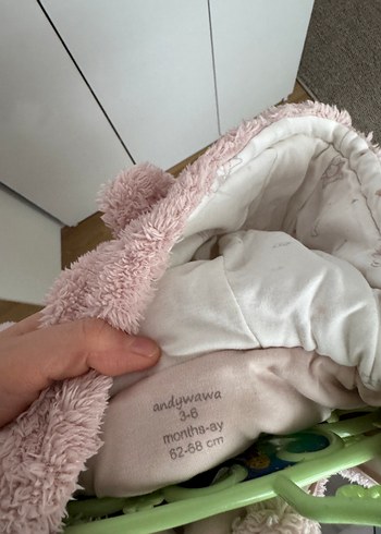 Peluş Kapüşonlu Pembe Bebek Tulumu - Görsel 4