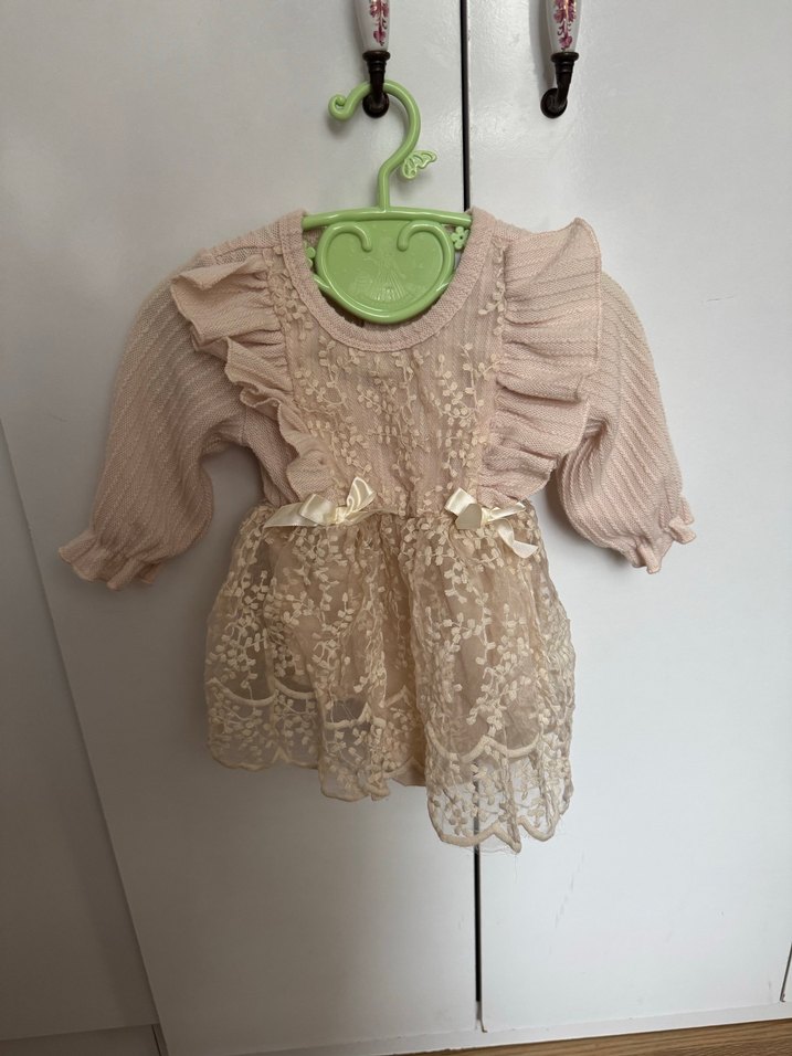 Kız Çocuk Beyaz Dantel Nakışlı Elbise - Görsel 3