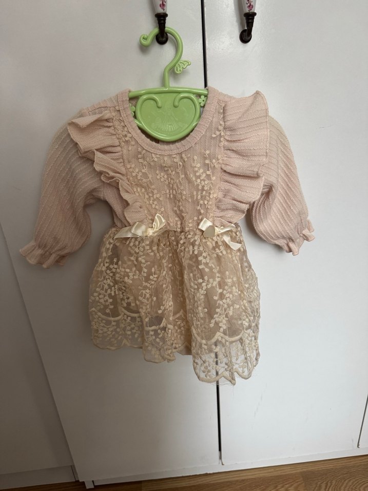 Kız Çocuk Beyaz Dantel Nakışlı Elbise - Görsel 2