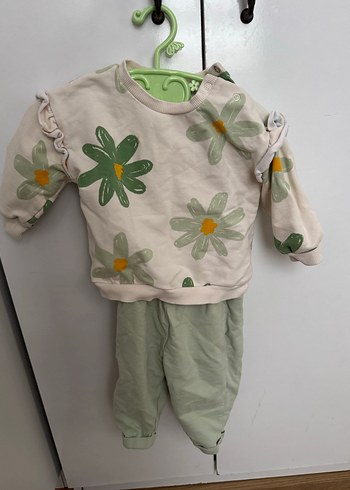 Bebek Kız Örme Çiçekli Uzun Kollu Takım - Görsel 2