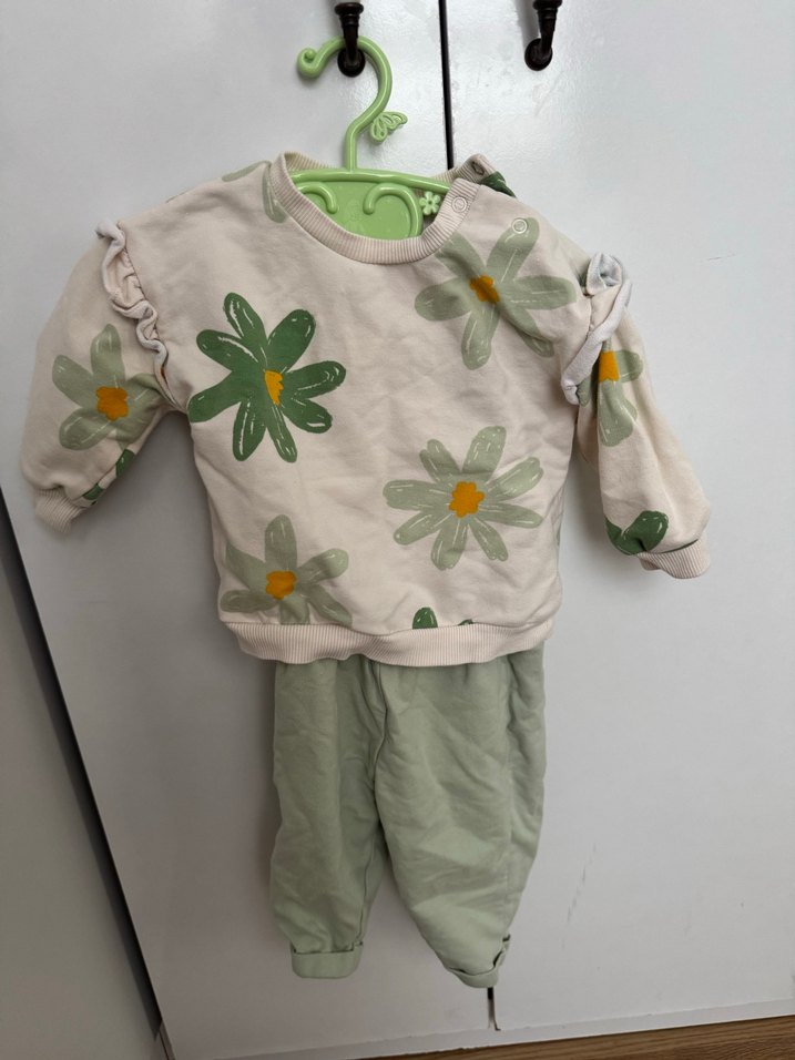 Bebek Kız Örme Çiçekli Uzun Kollu Takım - Görsel 3