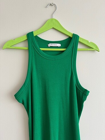 l Beden yeşil Renk Triko elbise