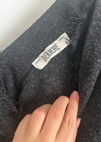 Gri V Yaka Örgü Kadın Kazak - Görsel 3