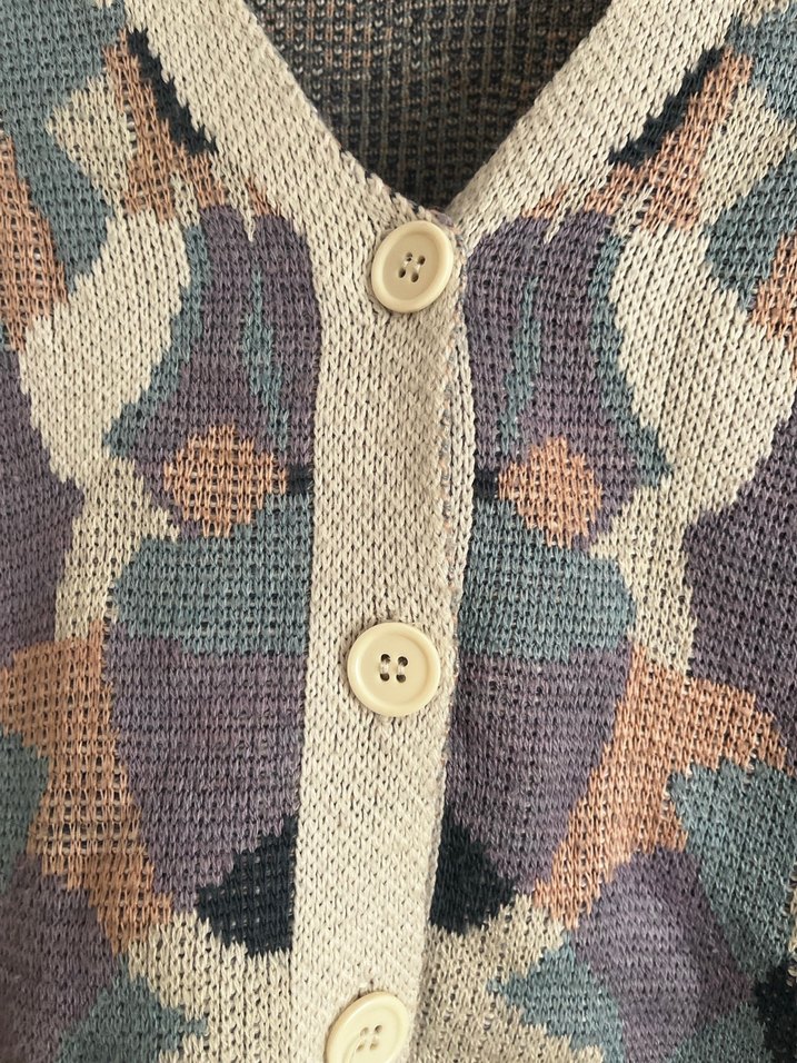 Gri Kamuflaj Desenli Örgü Kadın Hırka - Görsel 3