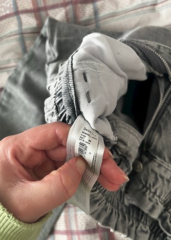 Gri Belden Kemerli Kadın Denim Pantolon - Görsel 6