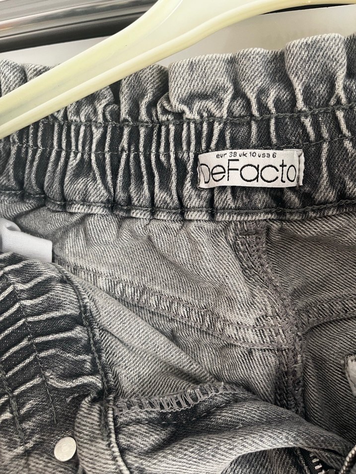 Gri Belden Kemerli Kadın Denim Pantolon - Görsel 2