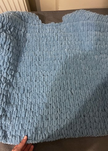 Mavi Örgü Hamile Hırka - Görsel 2